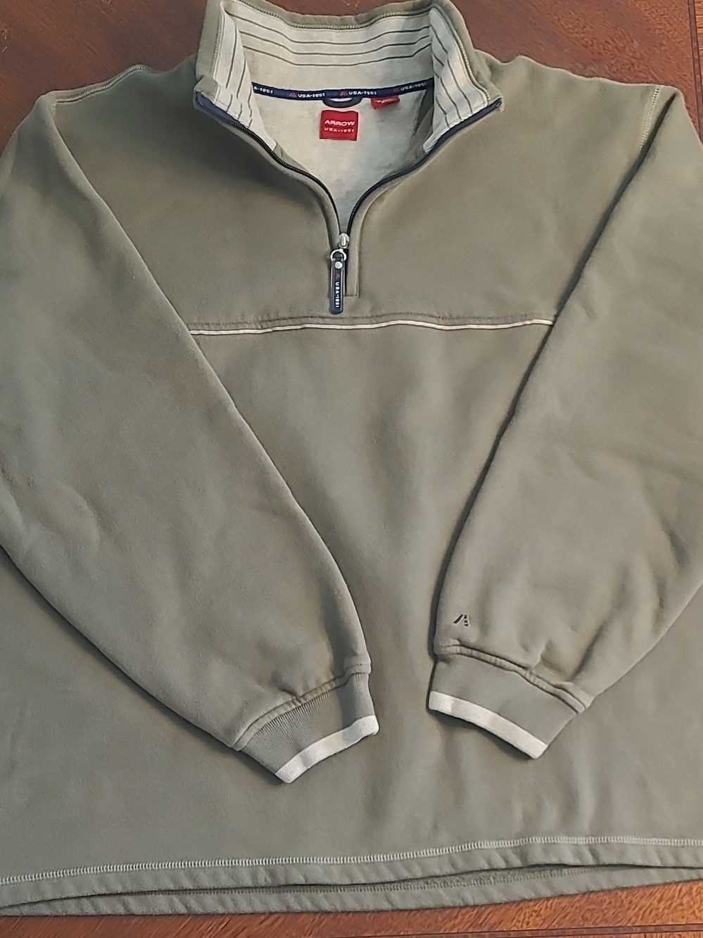 Arrow Men's Olive Green USA 1851  Quarter-Zip Pullover Sweatshirt Size XXL